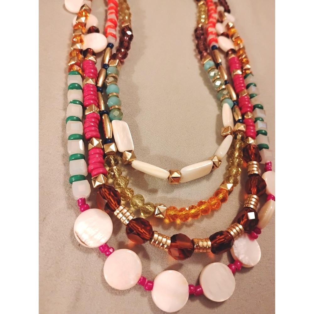 🎨 INC MULTI-ROW BEADED STATEMENT NECKLACE Y2K Gorpcore indie sleeze boho retro